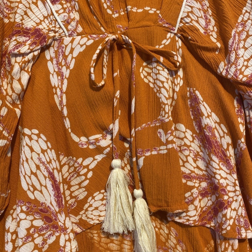 Maurices Top‎ Womens Sz S Orange Flowy Boho Hippie Cottage Beach Resort Cruise - Picture 11 of 11